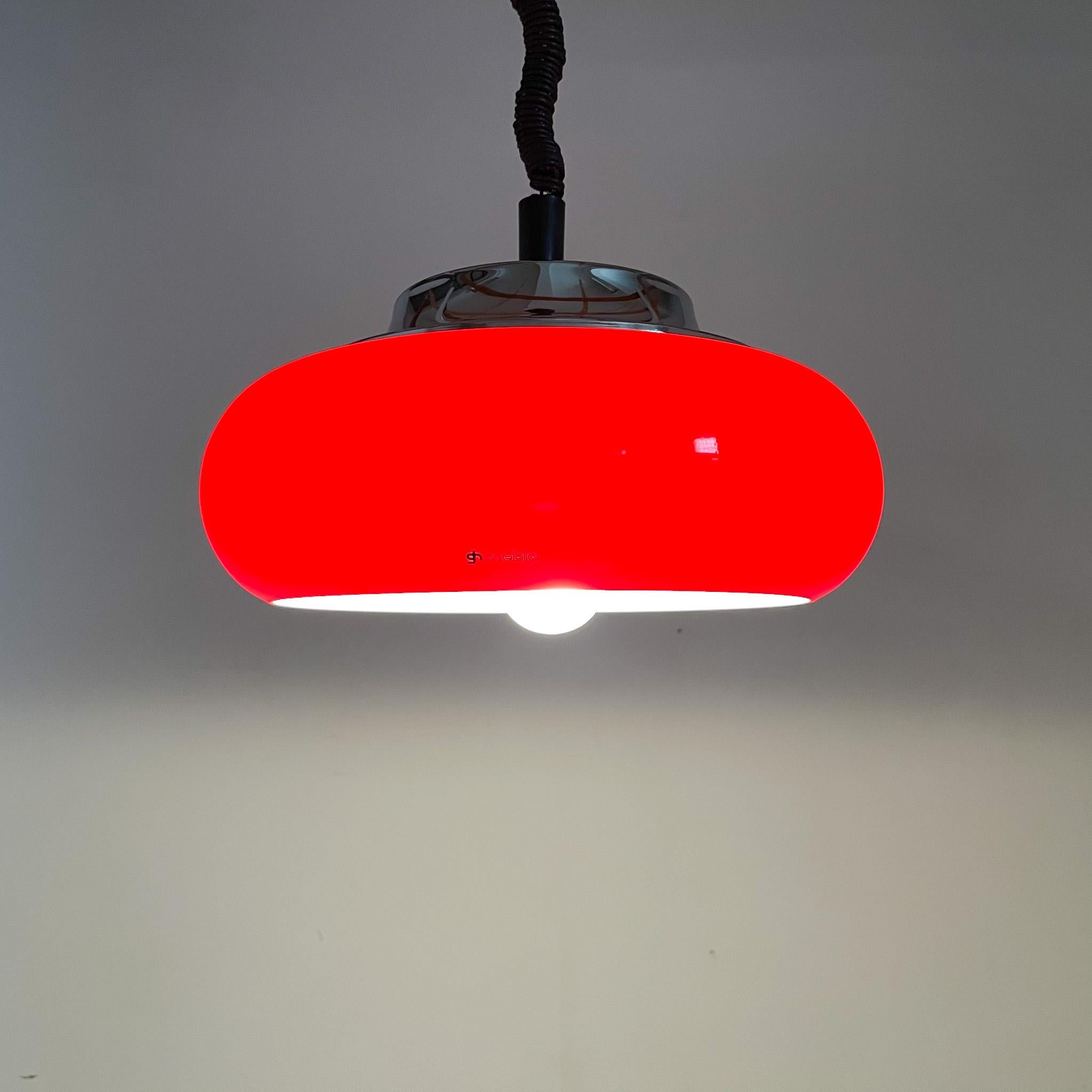 Mid-Century Red Pendant by Harvey Guzzini for Meblo, Italy For Sale 2