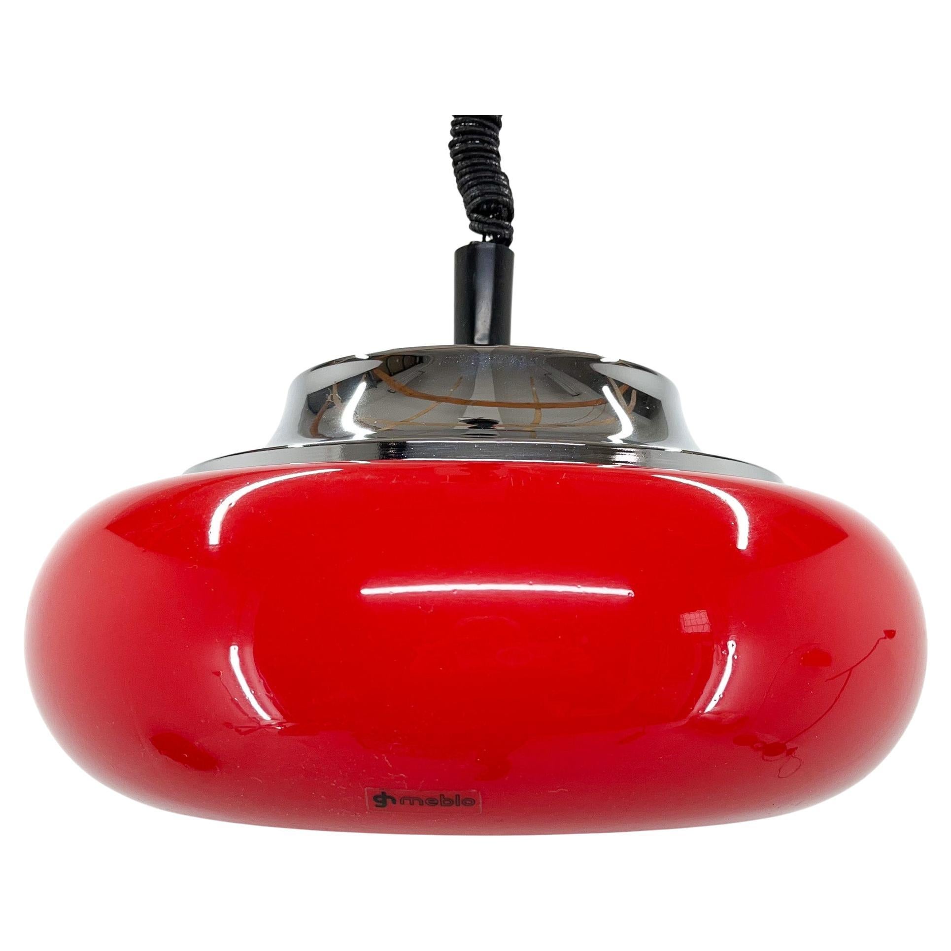 Mid-Century Red Pendant by Harvey Guzzini for Meblo, Italy For Sale