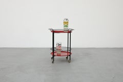 Roter runder zweistöckiger Barwagen aus der Jahrhundertmitte von Carrellino Laurids Lønborg, 1960er Jahre