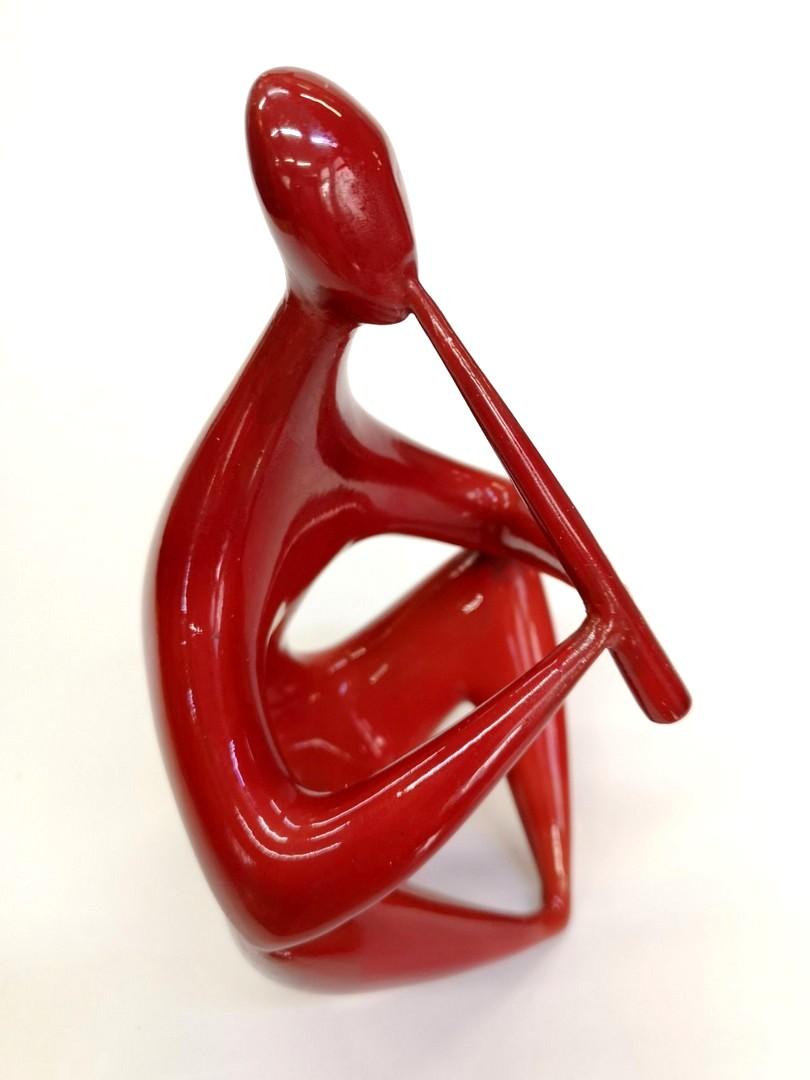 Mid-20th Century Midcentury Red Sitting Figure Porcelain, from Zsolnay, 1960s