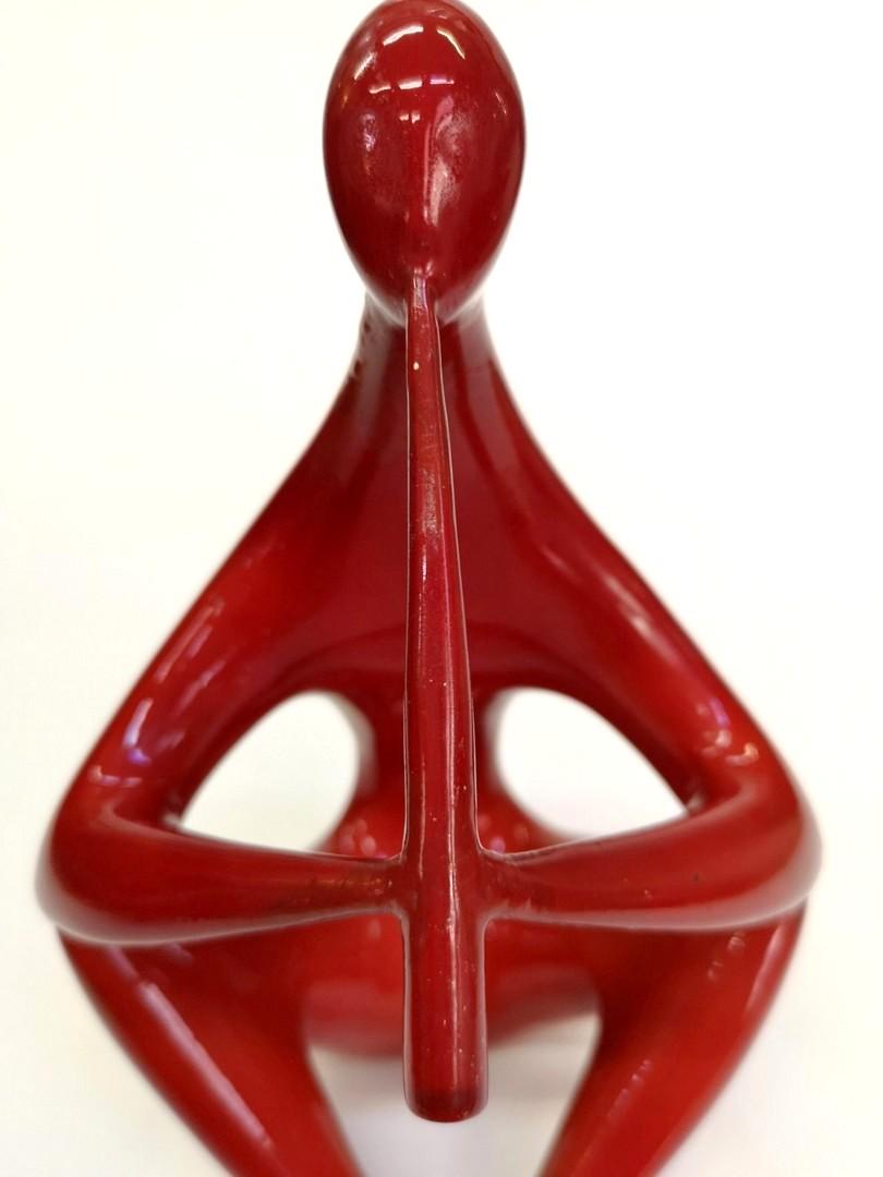 Midcentury Red Sitting Figure Porcelain, from Zsolnay, 1960s 1