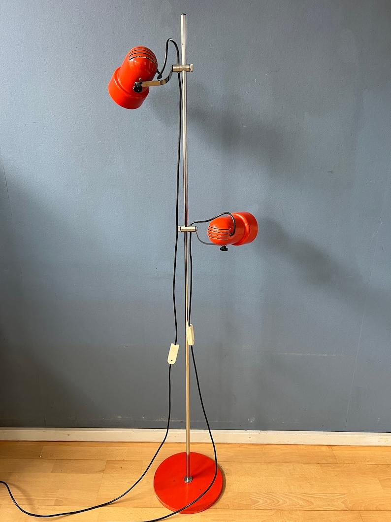 Metal Mid Century Red Space Age Floor Lamp, 1970s For Sale