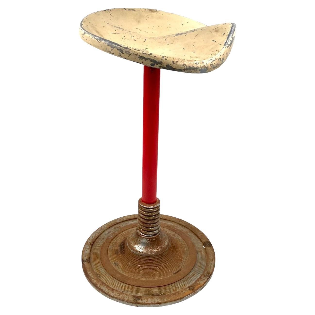 Mid-century red stool, France 1950s