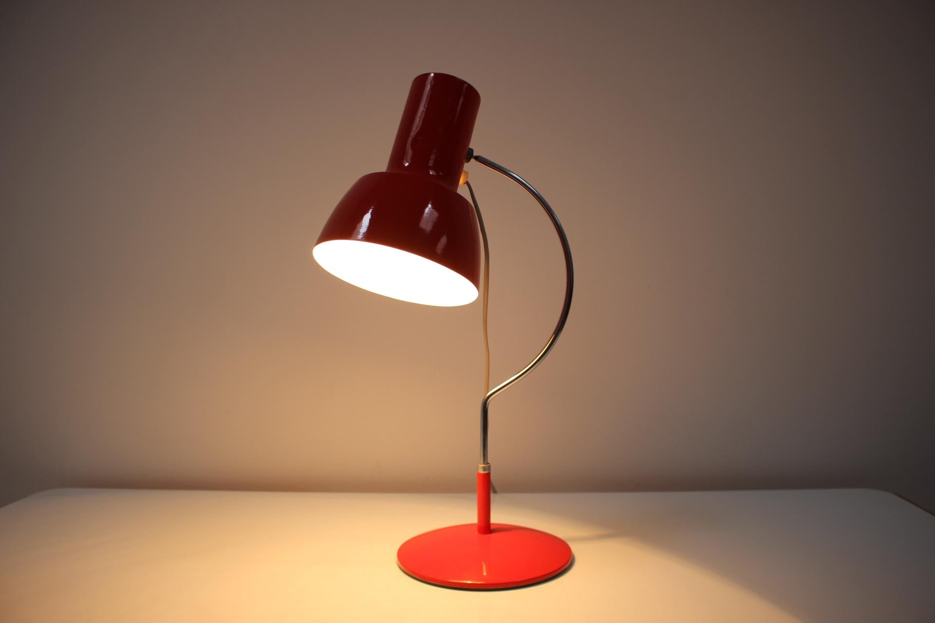 Mid-Century Red Table Lamp Designed by Josef Hůrka for Napako, 1970's For Sale 3