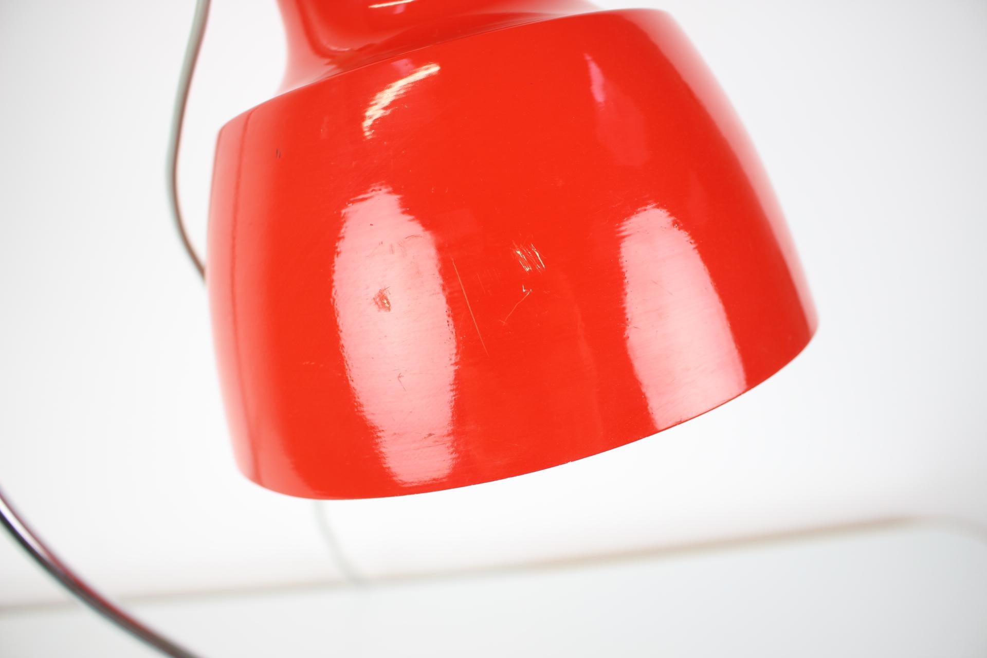 Czech Mid-Century Red Table Lamp Designed by Josef Hůrka for Napako, 1970's For Sale