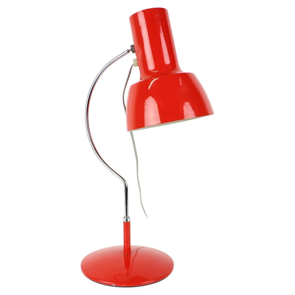 Mid-Century Red Table Lamp Designed by Josef Hůrka for Napako, 1970's
