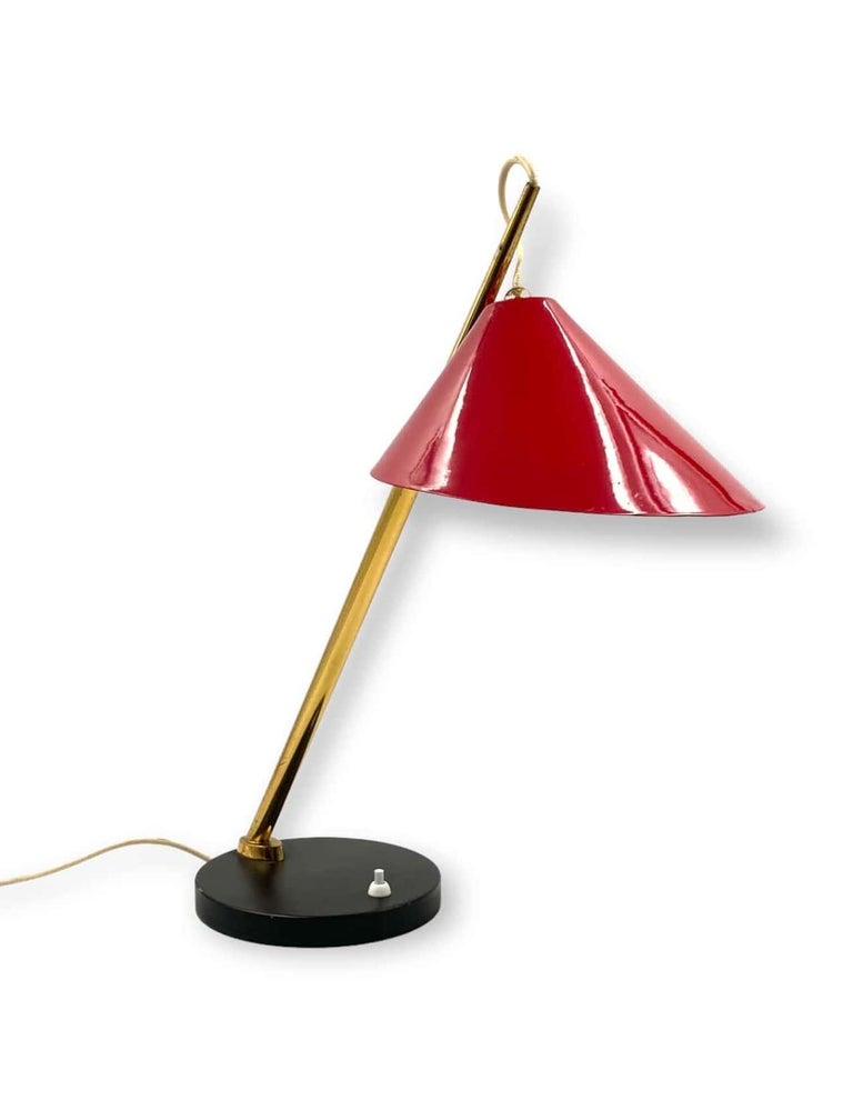 Midcentury Red Table Lamp, Lumen, Italy, 1960s For Sale at 1stDibs