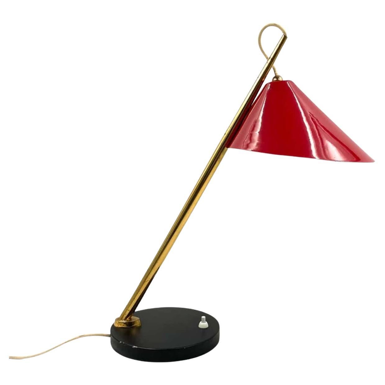 Midcentury Red Table Lamp, Lumen, Italy, 1960s For Sale
