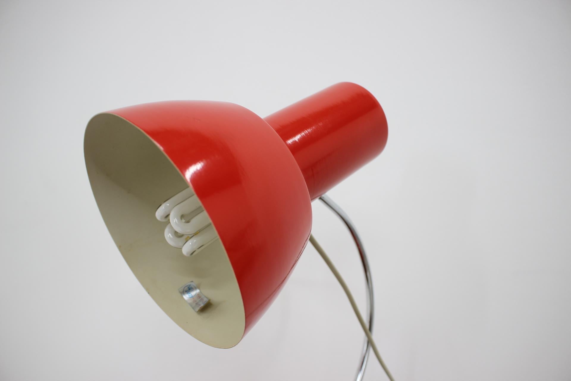 Czech Midcentury Red Table Lamp/ Napako, 1960s For Sale