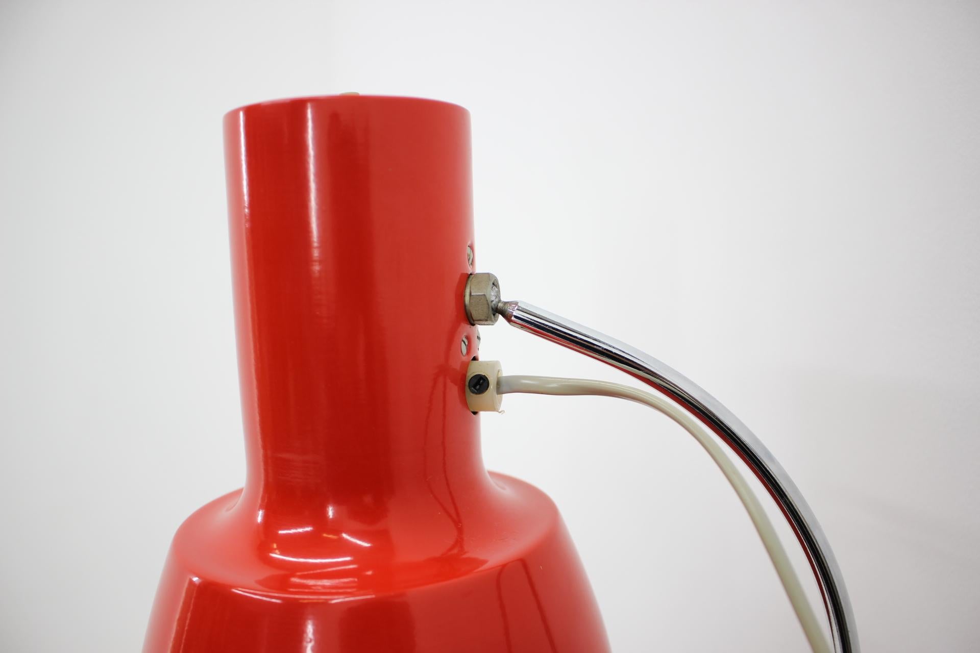 Metal Midcentury Red Table Lamp/ Napako, 1960s For Sale