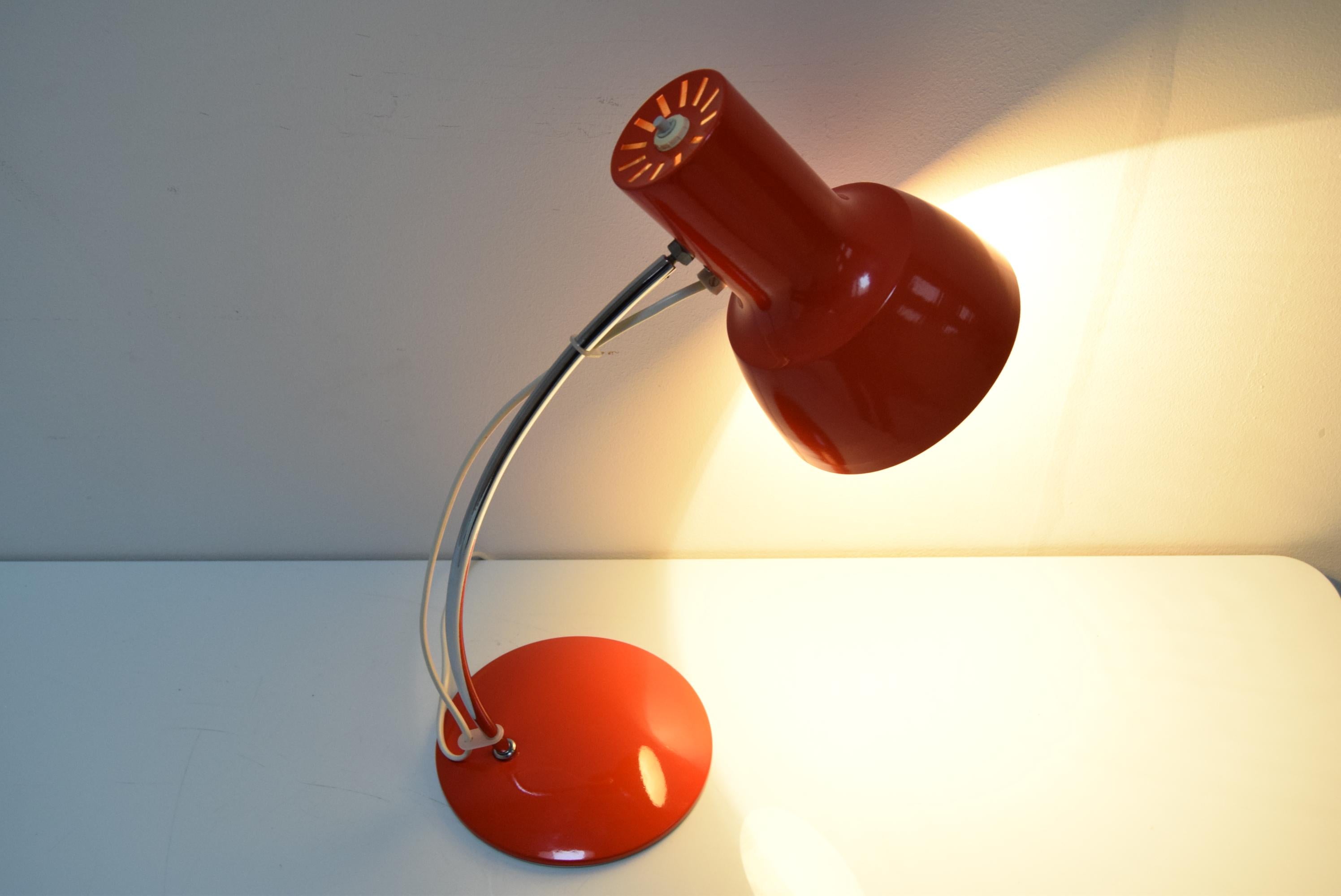 Midcentury Red Table Lamp/Napako Designed by Josef Hurka, 1970s For Sale 3