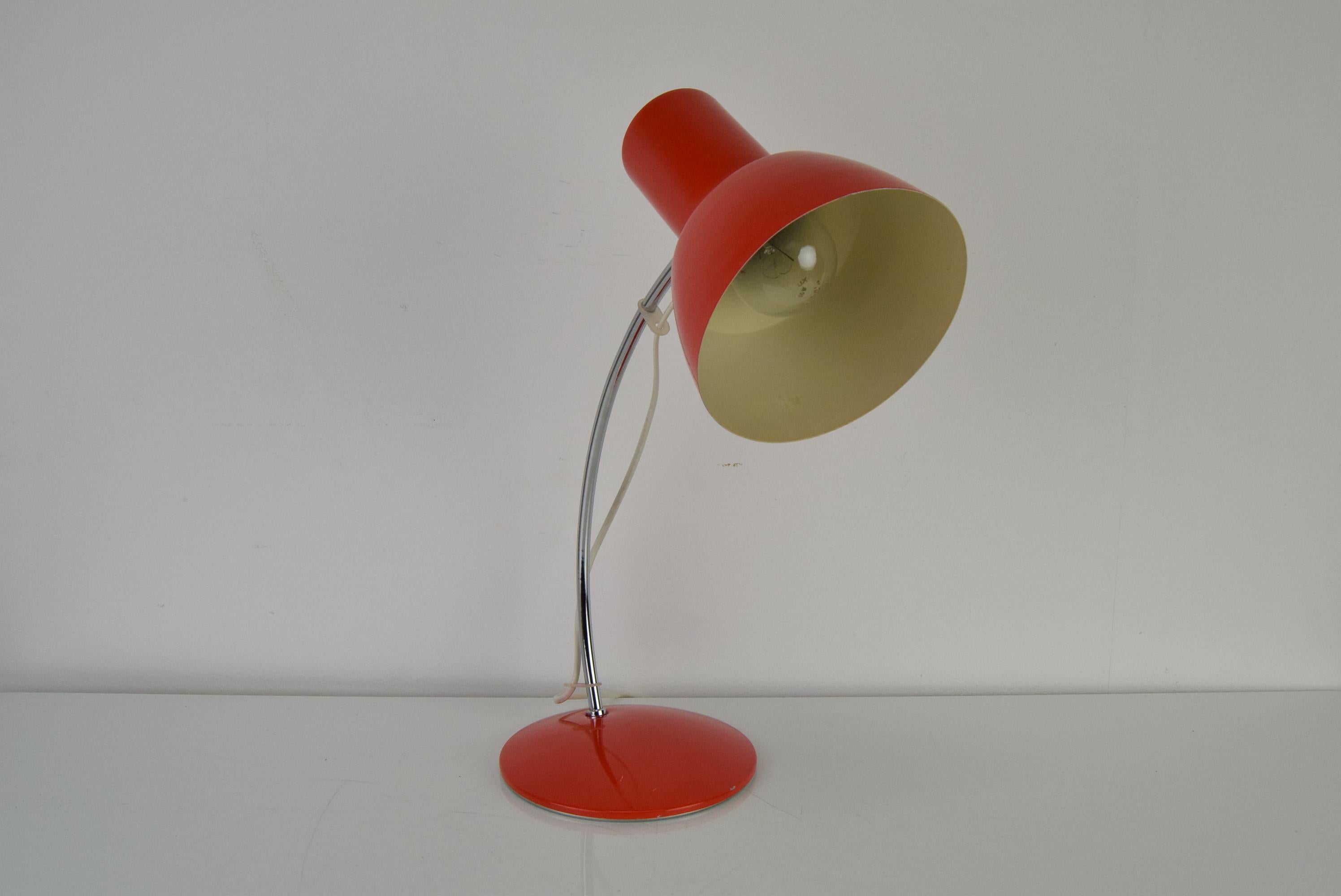 Czech Midcentury Red Table Lamp/Napako Designed by Josef Hurka, 1970s For Sale