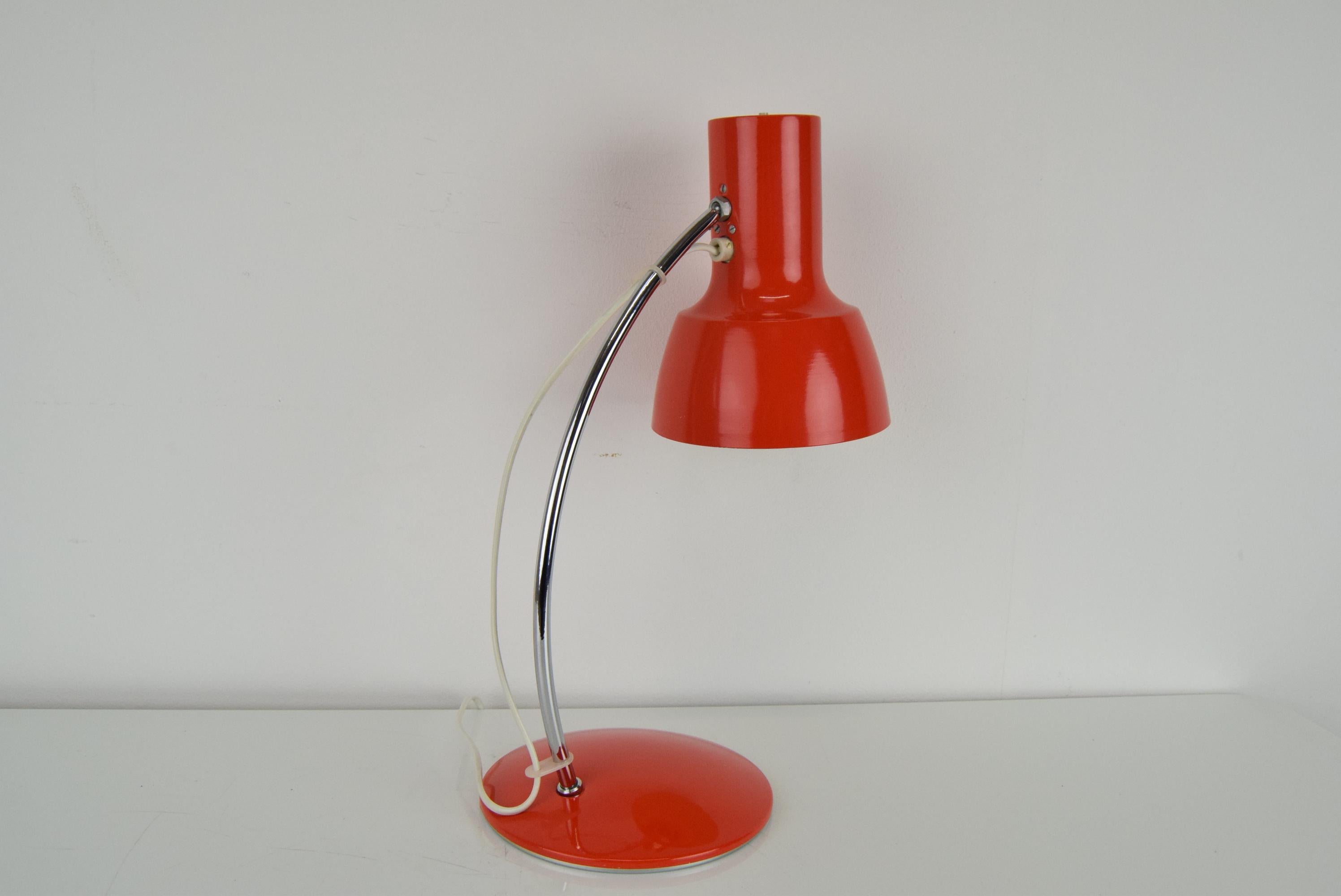 Metal Midcentury Red Table Lamp/Napako Designed by Josef Hurka, 1970s For Sale