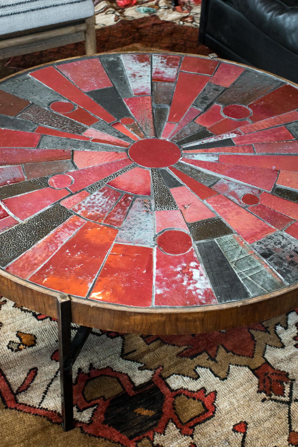 Mid-Century Modern Midcentury Red Tile Cocktail Table by Rogier Vandeweghe, Belgium