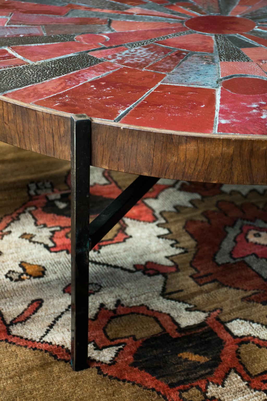 Belgian Midcentury Red Tile Cocktail Table by Rogier Vandeweghe, Belgium