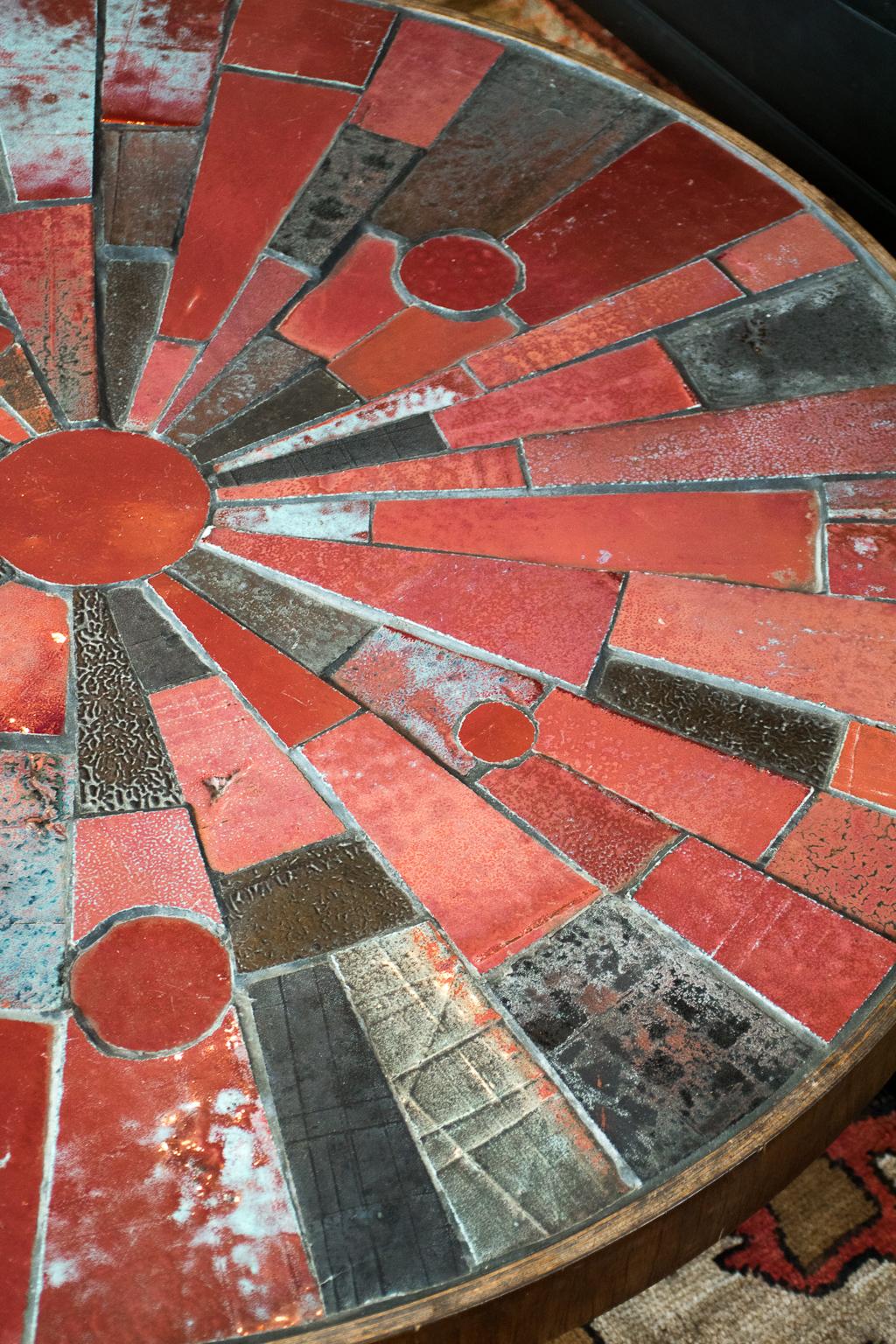 Midcentury Red Tile Cocktail Table by Rogier Vandeweghe, Belgium In Excellent Condition In Austin, TX