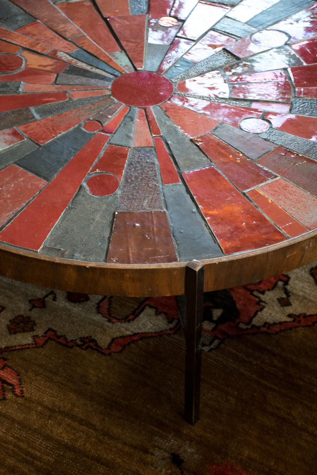 20th Century Midcentury Red Tile Cocktail Table by Rogier Vandeweghe, Belgium
