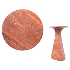 Mid-Century Red Travertine Dining Table by Angelo Mangiarotti, Italy, 1970s