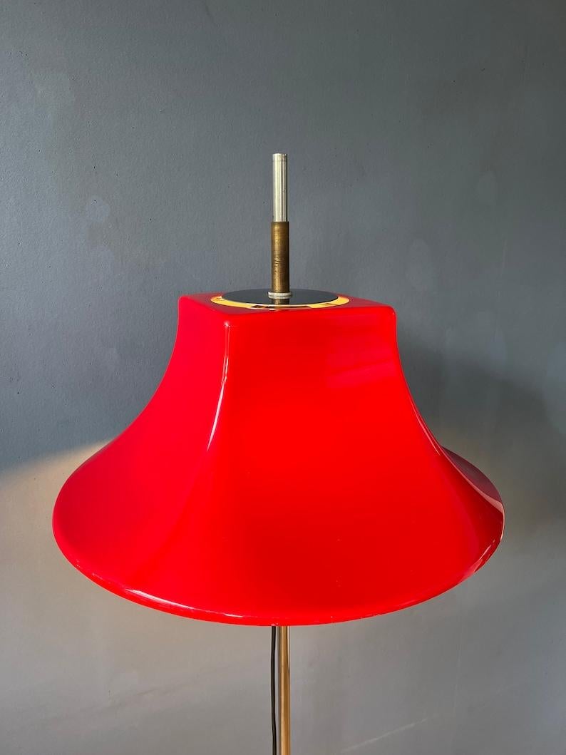 Metal Mid Century Red Willem Hagoort Space Age Acrylic Glass Floor Lamp, 1970s For Sale