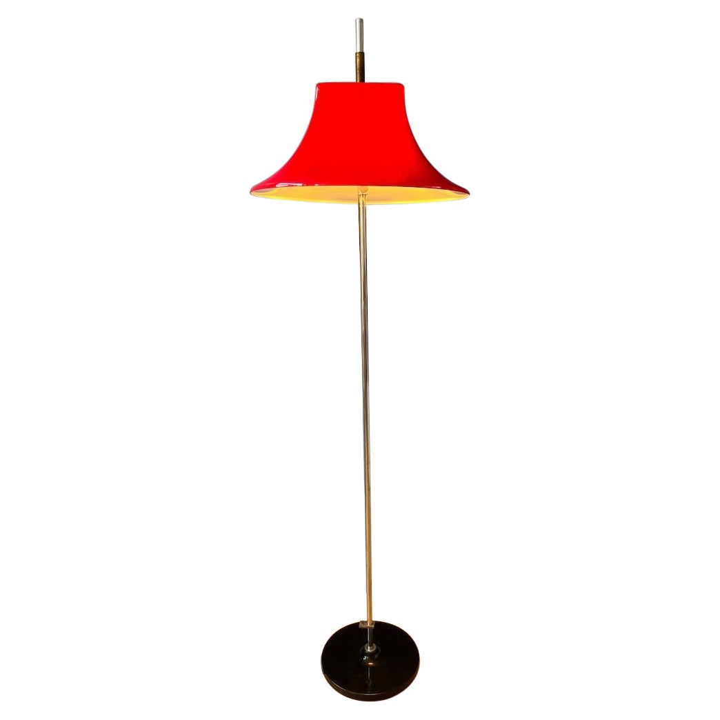 Lámpara de pie de cristal acrílico de la Era Espacial Willem Hagoort, Mediados del Siglo Rojo, Década de 1970 en venta