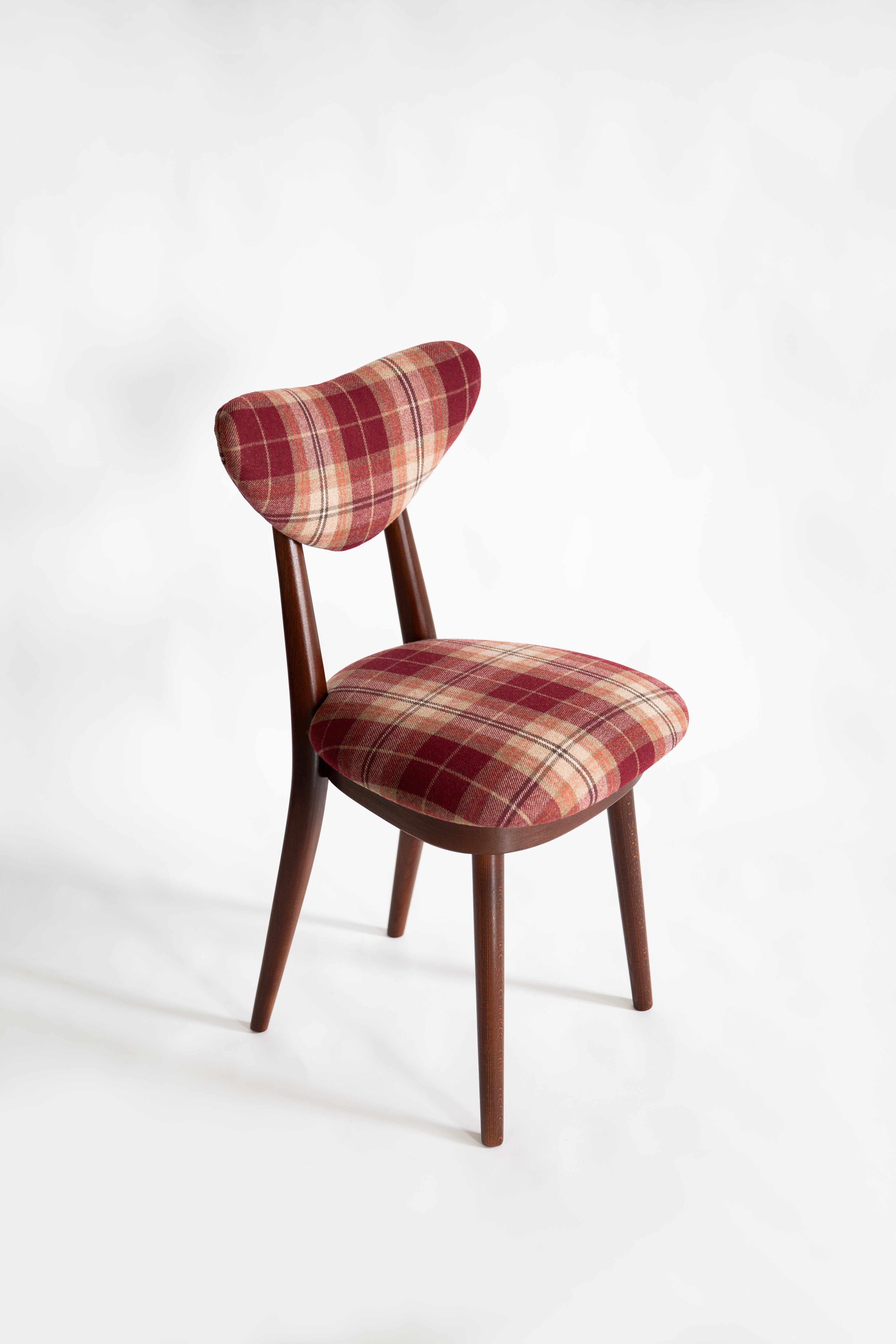 Mid Century Red Wine Classic Scottish Pattern Heart Chair, Europe, 1960s For Sale 2