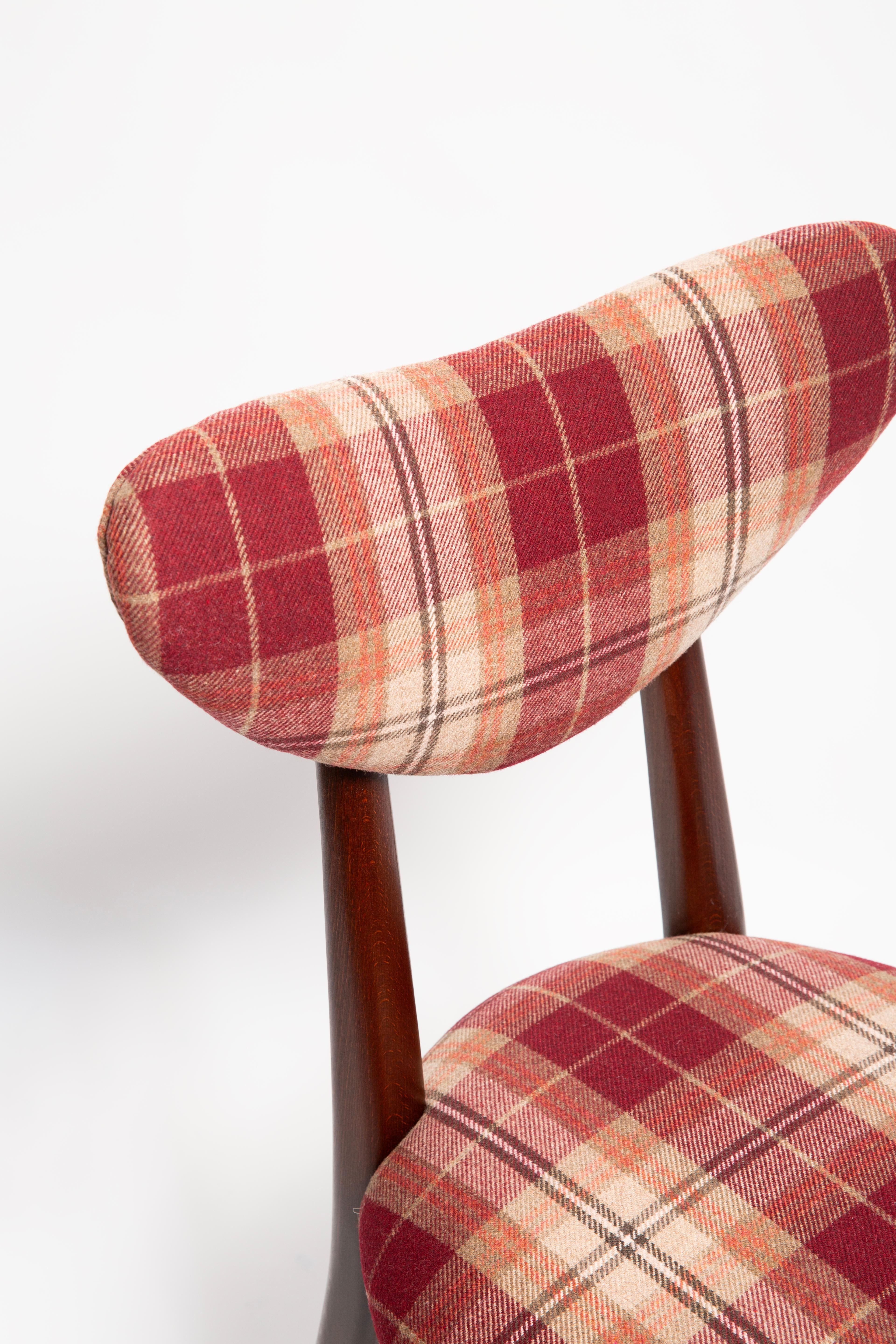Mid-Century Modern Mid Century Red Wine Classic Scottish Pattern Heart Chair, Europe, 1960s For Sale
