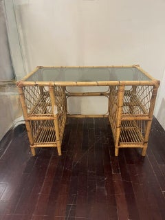 Scrivania di metà secolo in canna e bambù