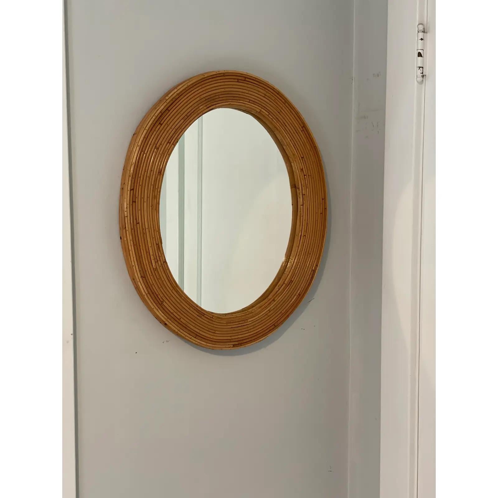 Mid-Century Modern Mid Century Reeded Bamboo Mirror For Sale