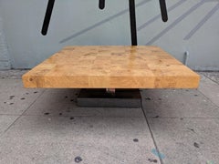 Mid Century Refinished Burl and Chrome Coffee Table by Milo Baughman