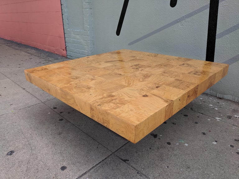 Mid-Century Modern Mid Century Refinished Burl and Chrome Coffee Table by Milo Baughman For Sale