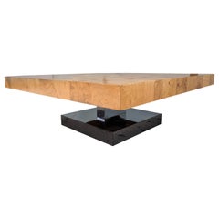 Mid Century Refinished Burl and Chrome Coffee Table by Milo Baughman