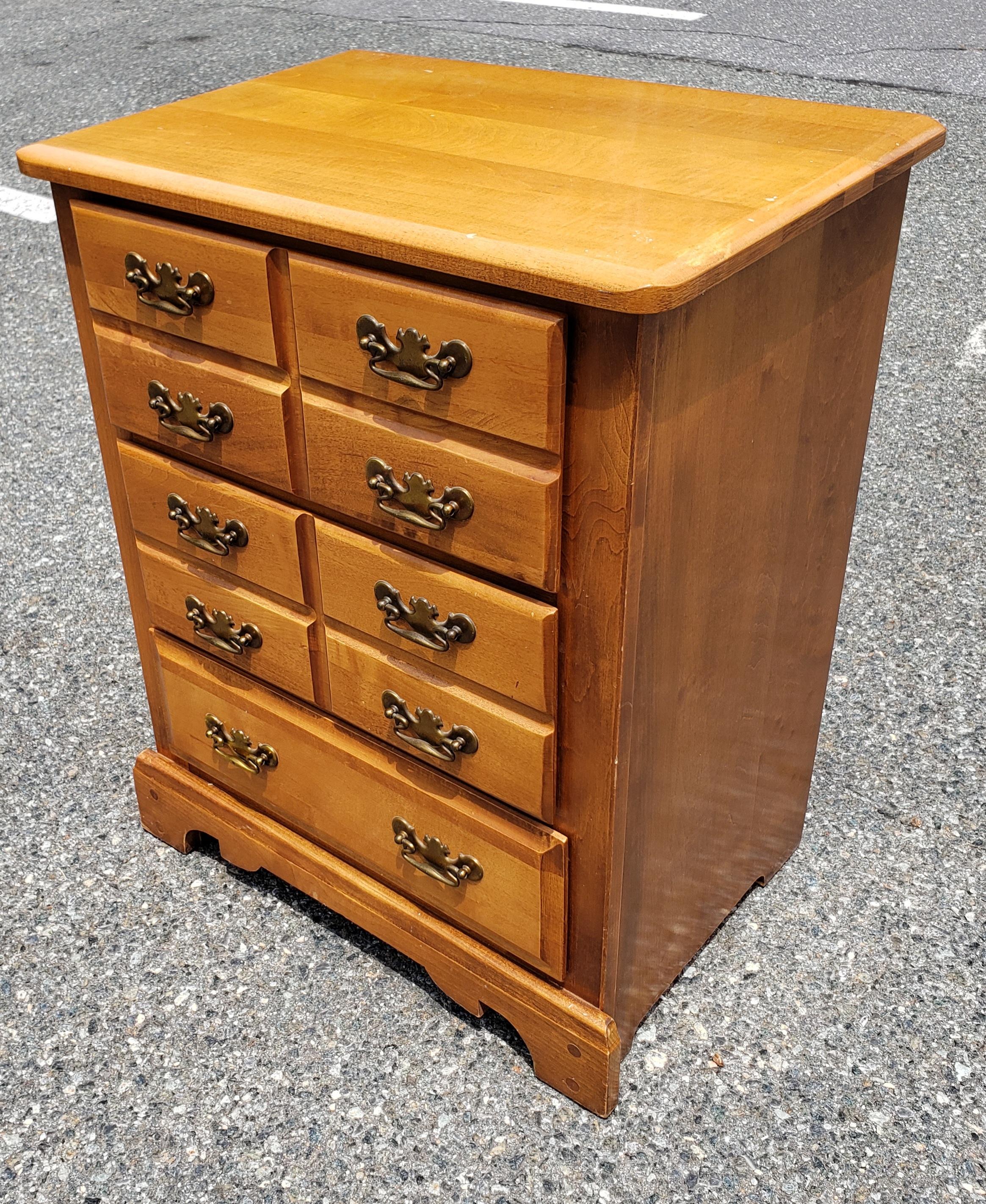 American Mid-Century  Refinished Chippendale 3-Drawer Solid Cherry Side Chest by Forest For Sale