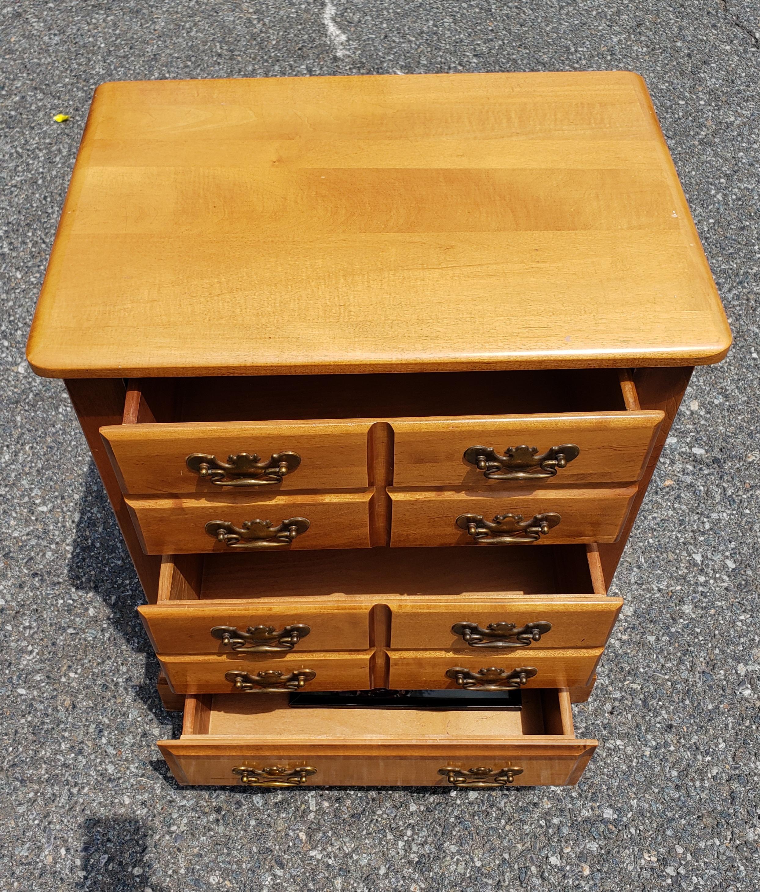 Stained Mid-Century  Refinished Chippendale 3-Drawer Solid Cherry Side Chest by Forest For Sale