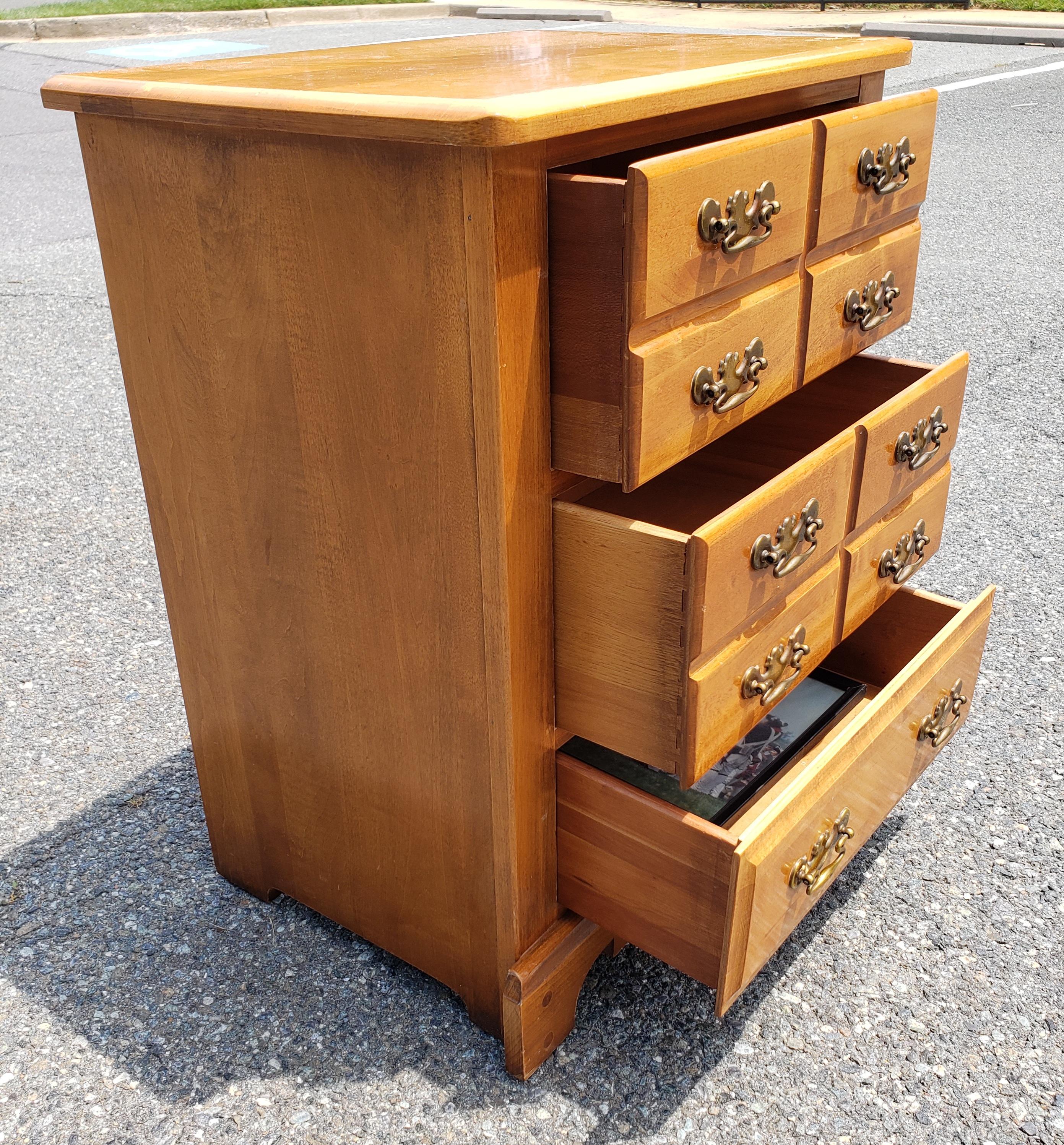 Mid-Century  Refinished Chippendale 3-Drawer Solid Cherry Side Chest by Forest In Good Condition For Sale In Germantown, MD