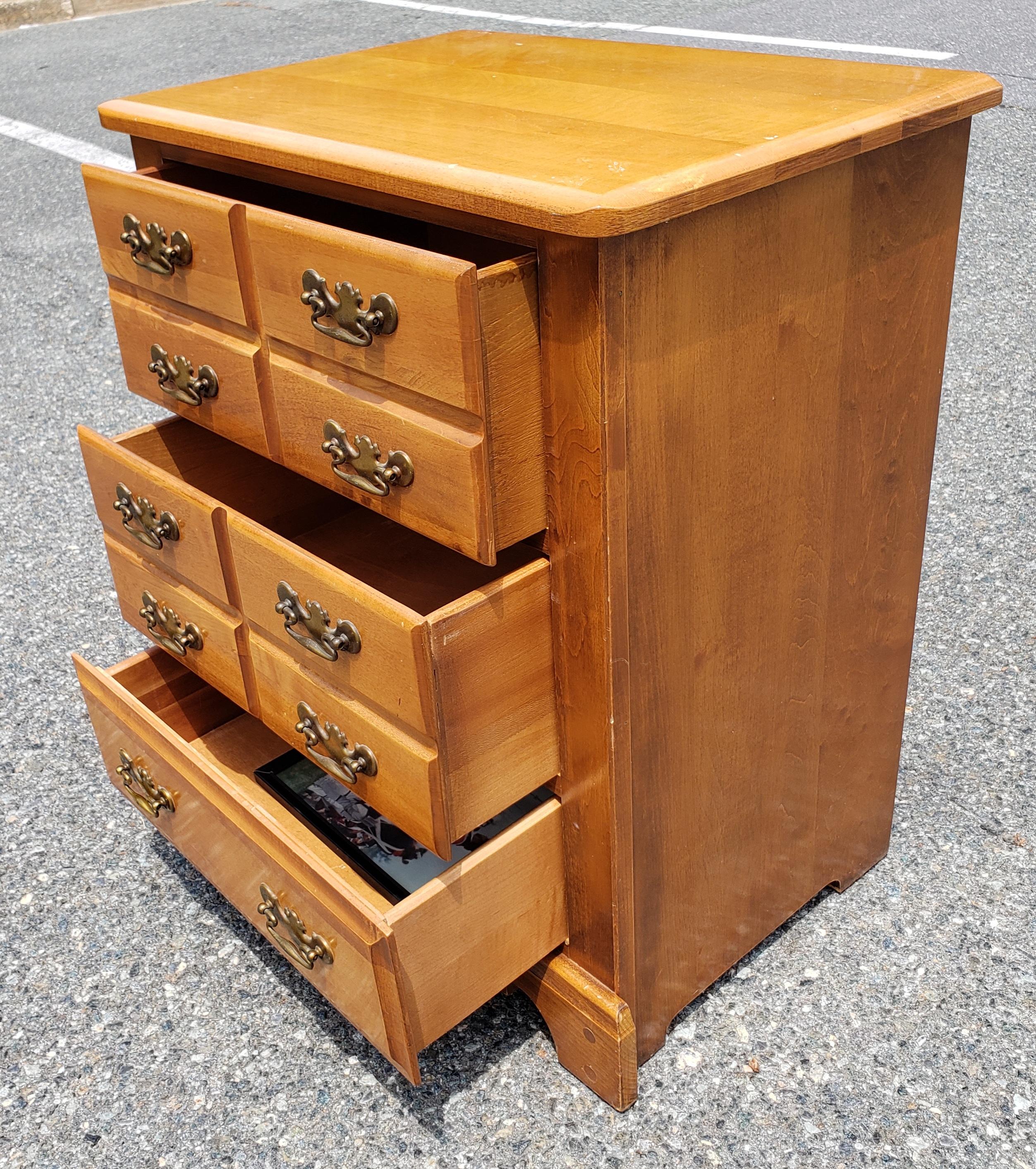 20th Century Mid-Century  Refinished Chippendale 3-Drawer Solid Cherry Side Chest by Forest For Sale