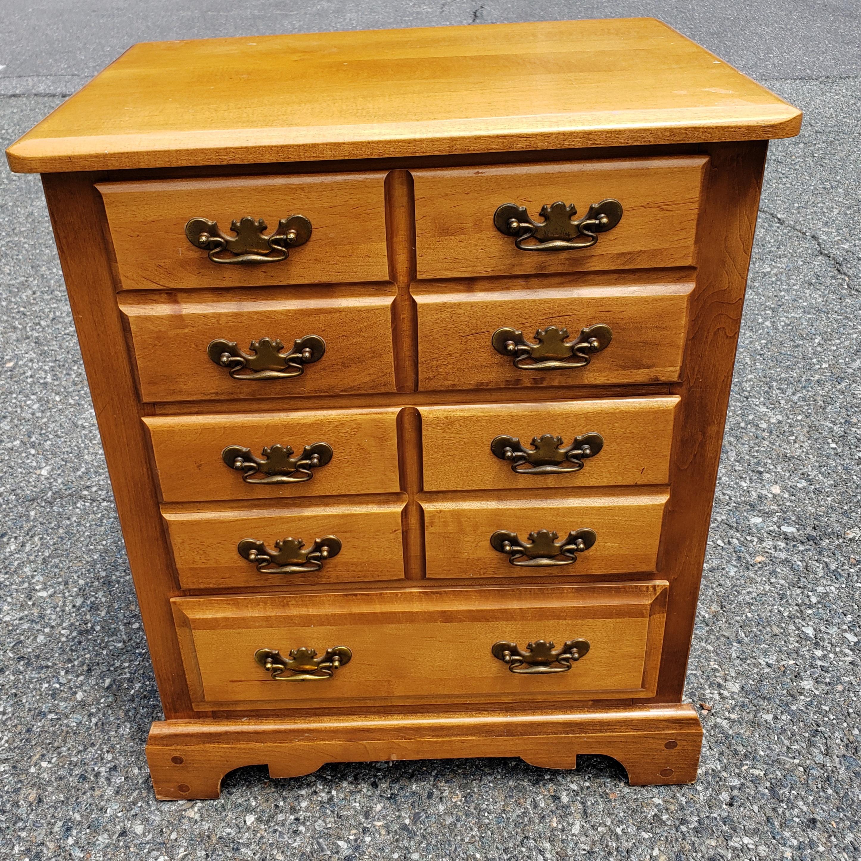 Mid-Century  Refinished Chippendale 3-Drawer Solid Cherry Side Chest by Forest For Sale 1
