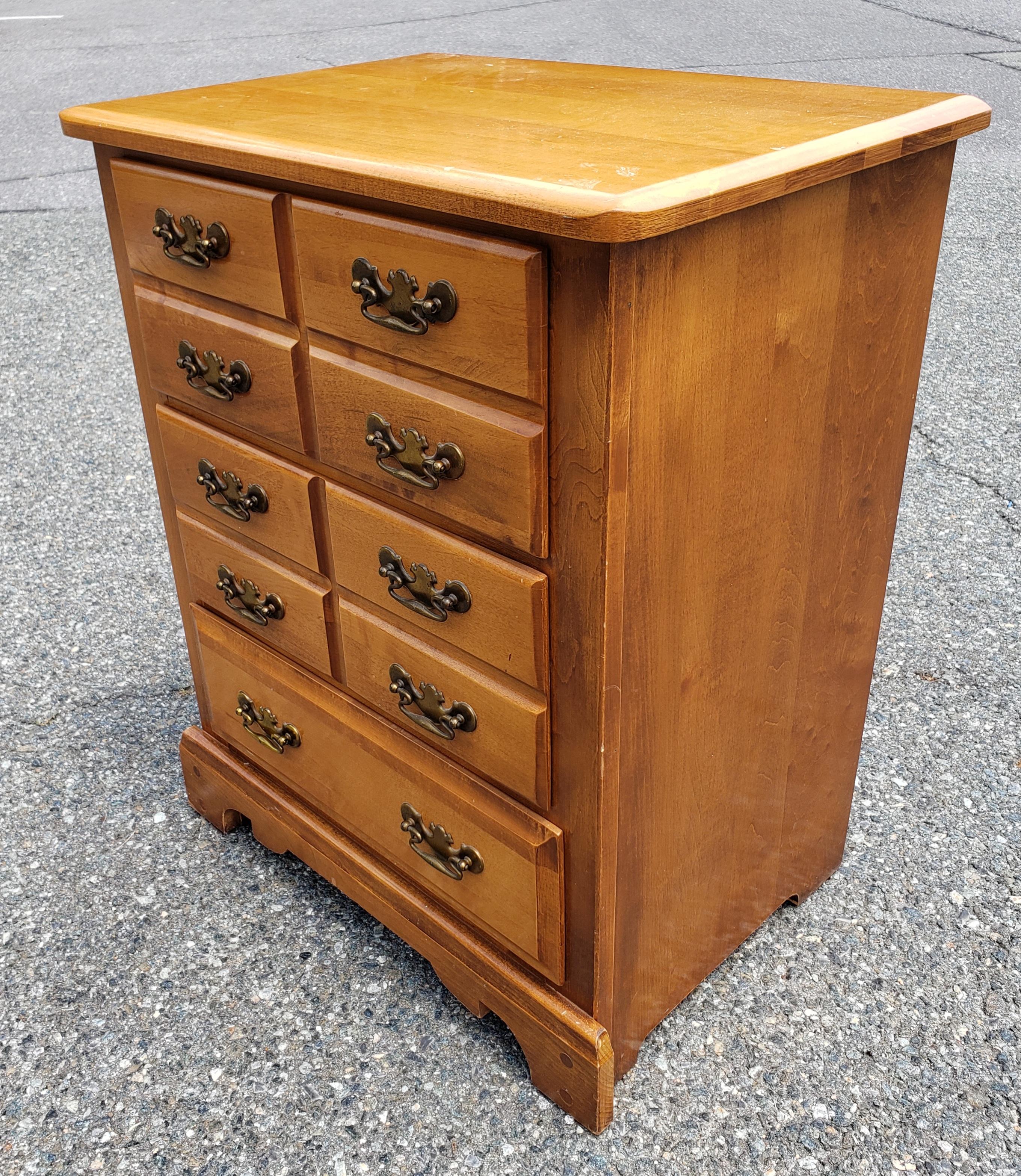 Mid-Century  Refinished Chippendale 3-Drawer Solid Cherry Side Chest by Forest For Sale 3
