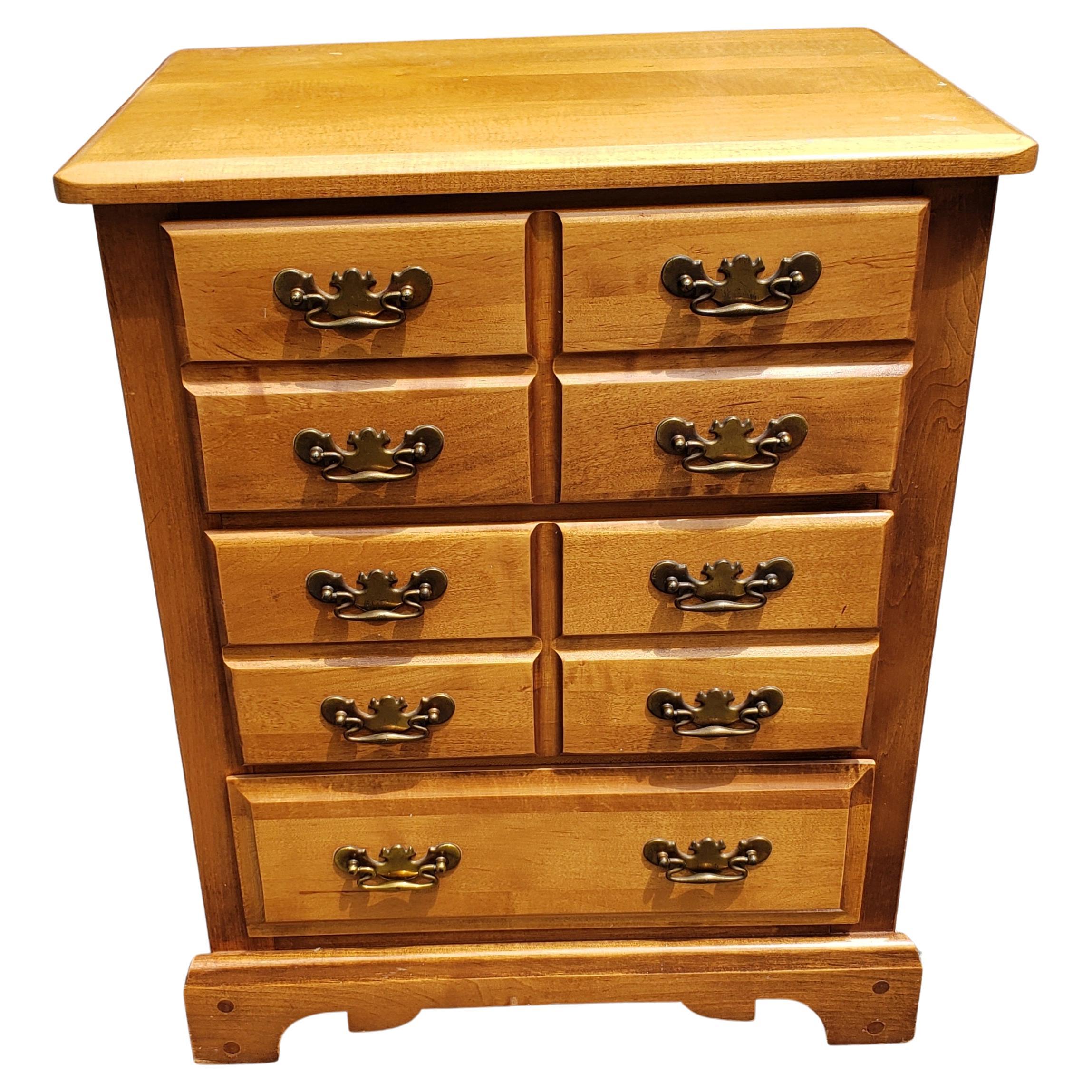 Mid-Century  Refinished Chippendale 3-Drawer Solid Cherry Side Chest by Forest For Sale