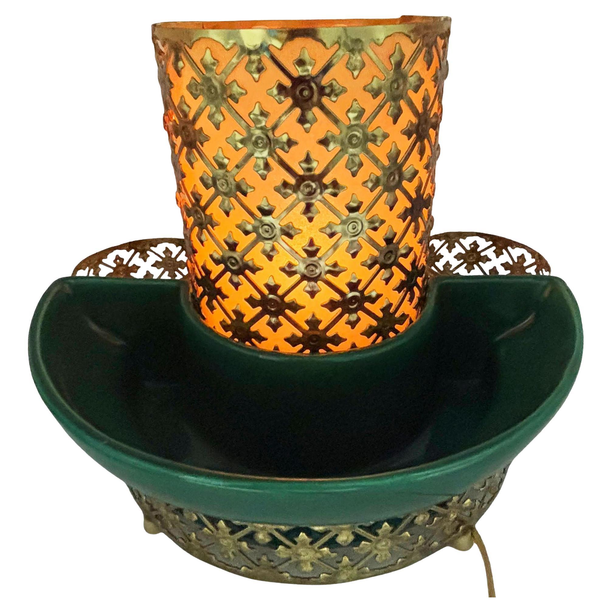 Mid-century Regancy Brass 
Ceramic TV Lamp 
Planter by Sierra Columbia For Sale