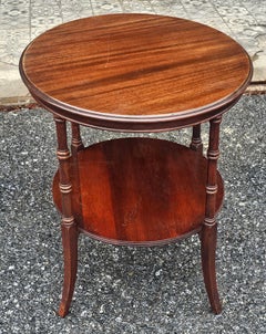 Mid Century Regency Faux Bamboo Mahogany tiered Side Table