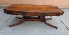 Mid Century Weiman Regency Hollywood Mahogany Inset Leather Top Coffee Table