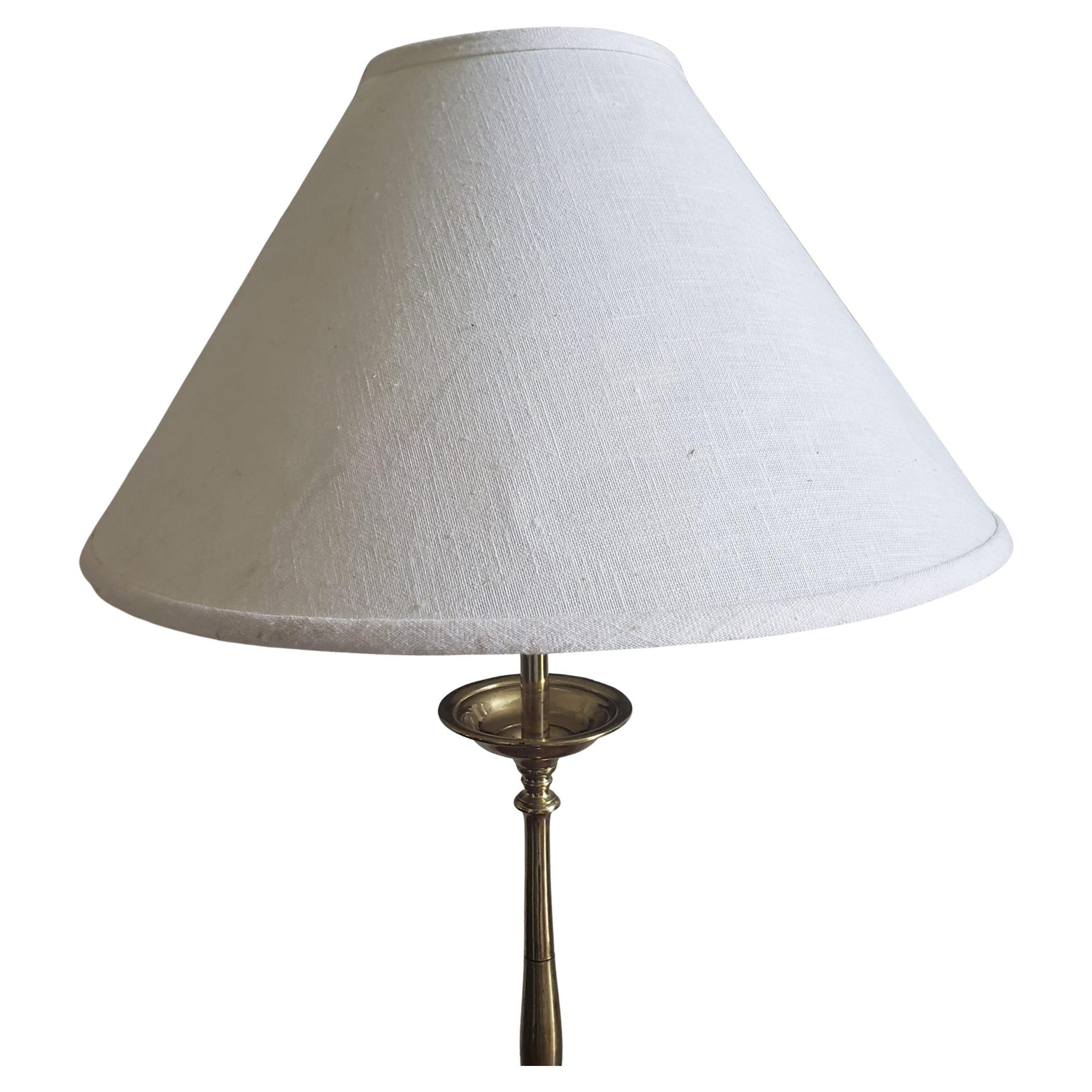 American Mid Century Regency Solid Polish Brass Two Light Floor Lamp For Sale