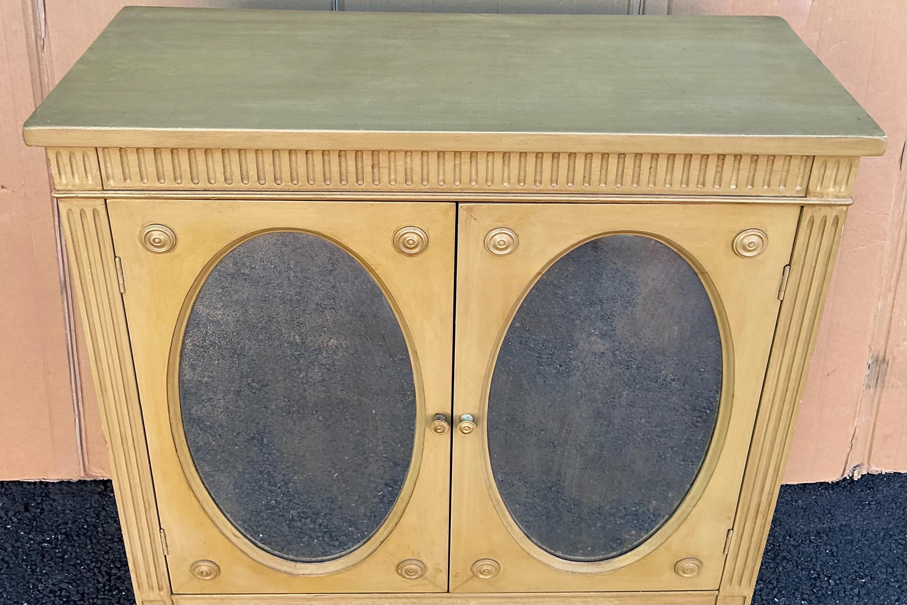 Mid-Century Regency Style Carved And Mirrored Cabinets / Side Tables - Pair For Sale 2