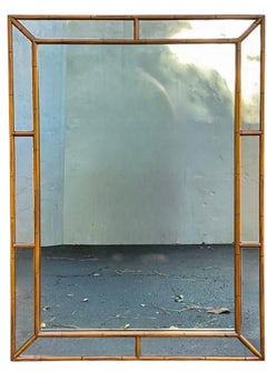 Mid-Century Regency Stil geschnitzt Faux Bambus Wandspiegel