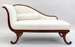 Mid-Century Regency Style Carved Fruitwood Chaise Lounge / Sofa / Settee