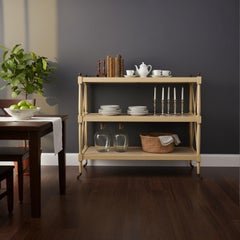 Mid-Century Regency Style Painted & Caned Serving Cart Shelf Étagère Dry Bar