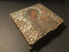 Midcentury Religious Folk Art Assemblage Portrait of Virgin Mary and Child