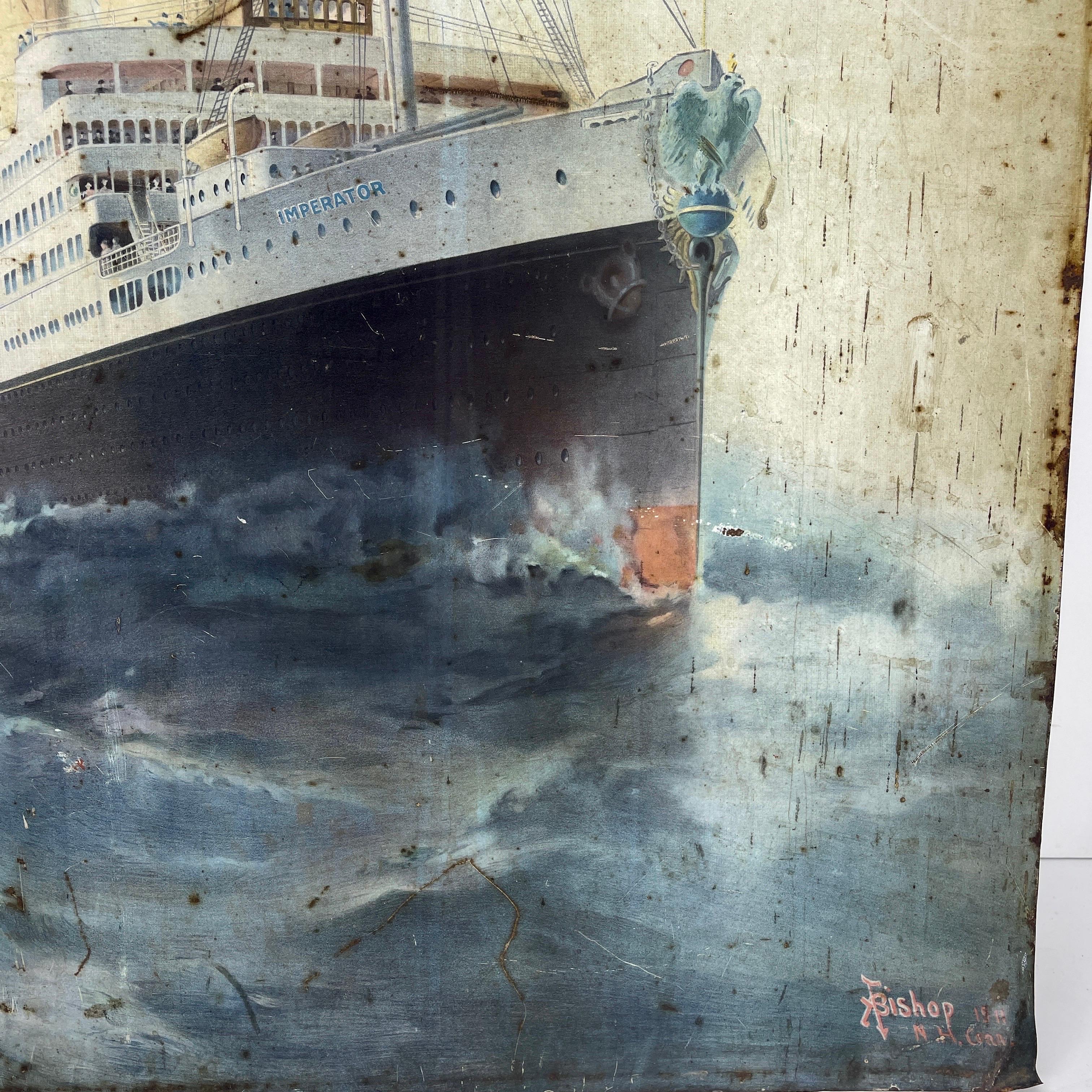 Mid-Century Rendition of The German Ocean Liner Bishop For Sale 1