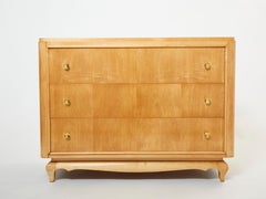 Mid-Century René Prou Sycamore Brass Commode 1950s