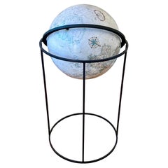 Mid-Century Replogle Globe Atribbuted to Paul McCobb Patinated Brass Base